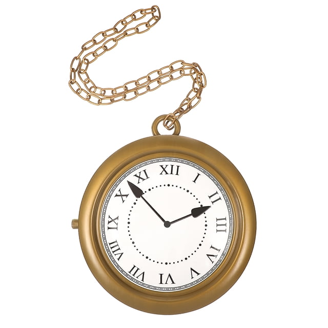 KAKOWELY Collar con reloj dorado para Halloween, cosplay, reloj colgante para el cuello, decoración para fiestas de disfraces.