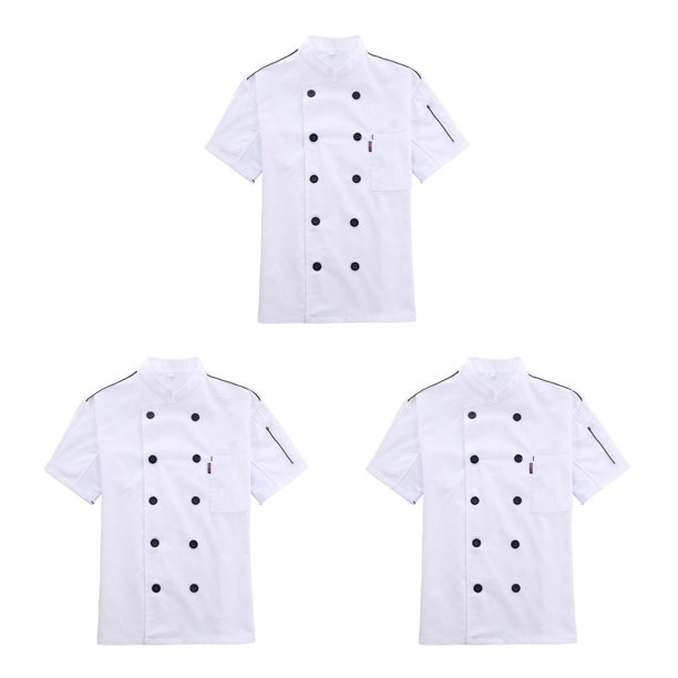 Advancent Chaqueta de chef de manga corta con botones y bolsillos, chaqueta de cocinero, uniforme de cocina, disfraz para restaurante, Hotel, Type1 NO1