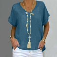 thumbnail image 2 of Baberdicy 2025 Hauts pour Femmes - Tunique Décontractée à Manches Courtes Col en V Bleu Foncé TG, 2 of 3