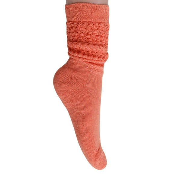 Light Orange Women's Slouch-to-Scrunch Socks (1 Pair) - Cotton Blend Knee High, Fits Shoe Size 5-10