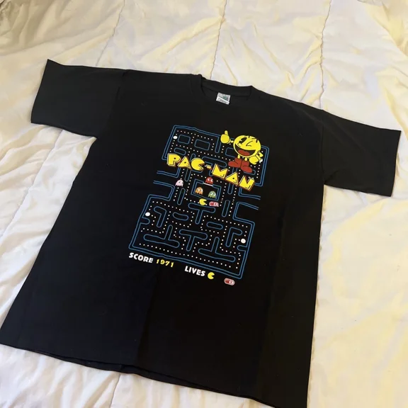 PAC-MAN Black T-shirt vintage video games, vintage style Unisex One Size Mexican