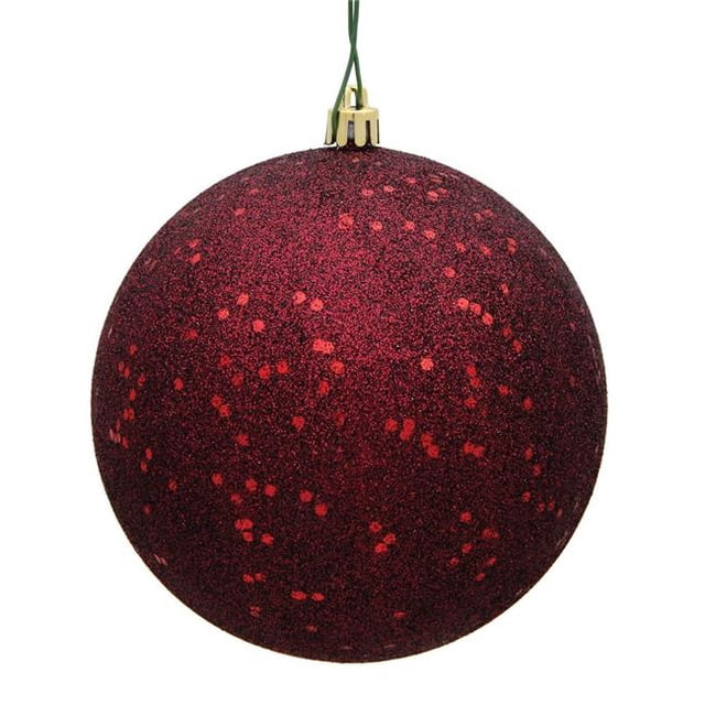 Boule d'Ornement de Noël 10 Po. Bout Percé à Sequins Bordeaux