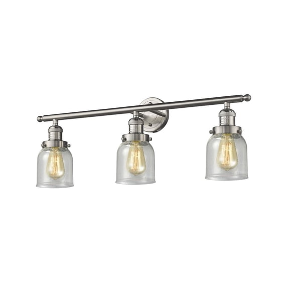 Innovations 3-LT LED Small Bell 30" Bathroom Fixture - Brushed Satin Nickel - 205-SN-G54-LED