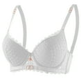 thumbnail image 2 of Bras for Women Plus Size, Xunlbb Woman's Solid Color Lace Thin Style Ventilate Back Buckle Bra Steel Rim(White,75B), 2 of 7