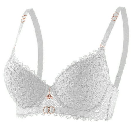 SMihono Women s Sexy Balconette Push Up Bra Underwire Lace Demi Padded Plunge Bra Shelf Add Cup Lift Balcony Brassiere White 80B