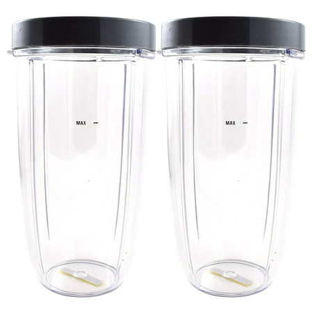 Nutribullet Blender 32 oz Tall Cup with Drinkable Rim (2 Pack) | Two Large Premium Boder Plastic Replacement Containers for Pro 900 Watt or 600 (Nutribullet 900 Watt Best Price)