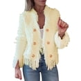 thumbnail image 3 of Delayuji Women's Spring Coat Tassel Elegant Cardigan Coat Solid Color Fall Coat Shirt, 3 of 8
