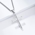 thumbnail image 3 of PAMTIER Unisex Stainless Steel Creative Hollow Openwork Cross Pendant Amulet Crucifix Necklace Simple Jewelry Smooth Surface Silver 23.6" Chain, 3 of 6