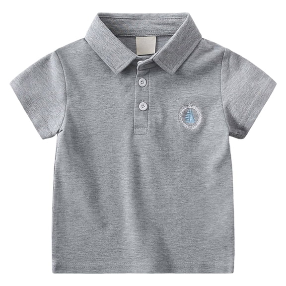 Qopobobo Baby Boy Polo Shirt Boys Cable Knit Polo Shirt Kids Short Sleeve Sweater Fashion Pullover Tops Clothes Grey,2-3 Years
