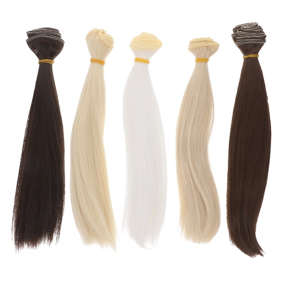 OUNONA 5pcs Synthetic Doll Wigs for Doll Hair Styling, Straight Hair Extensions, Cute Doll Accessories for Doll Making Supplies