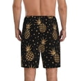 thumbnail image 3 of Naloa Gold Glitter Pineapples Men's Short Pajama Pants, Lounge Comfort Shorts with Elasticized Waistband and Side Pockets - Small, 3 of 9