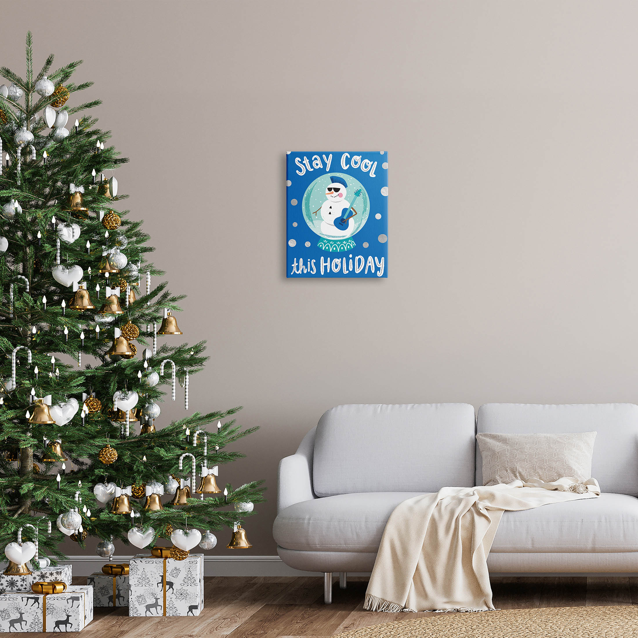 Stay Cool This Holiday Musician Snowman Holiday Graphic Art Gallery Wrapped Canvas Print Wall Art