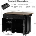 thumbnail image 3 of Farmhouse Kitchen Island,Large Rolling Kitchen Cart on Wheels,Solid Wood Storage Island with Drop Leaf, Spice Rack and Drawer,Power Outlet (Black), 3 of 9