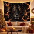thumbnail image 3 of Black Lion Face With Molten Gold Cracks, Mysterious Fantasy Style For Lion Lovers, Wildlife Wall Art, Housewarming Gift, Tapestry Wall Hanging For Bedroom, Living Room And Dorm, 3 of 7
