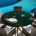 thumbnail image 5 of Teal Stars Round Tablecloth 45-54 Inch Round Fitted Table Cloth with Elastic Edge, Elegant Art Sky Star Waterproof Table Cover Protector for Outdoor Picnic Party Dining, 5 of 6