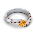 thumbnail image 3 of Diamond-Capitals 1.20 Carat Fine Natural Diamond Citrine & Garnet Gemstone Proposal Ring for her Solid 18K White Gold Size 7.5, 3 of 8