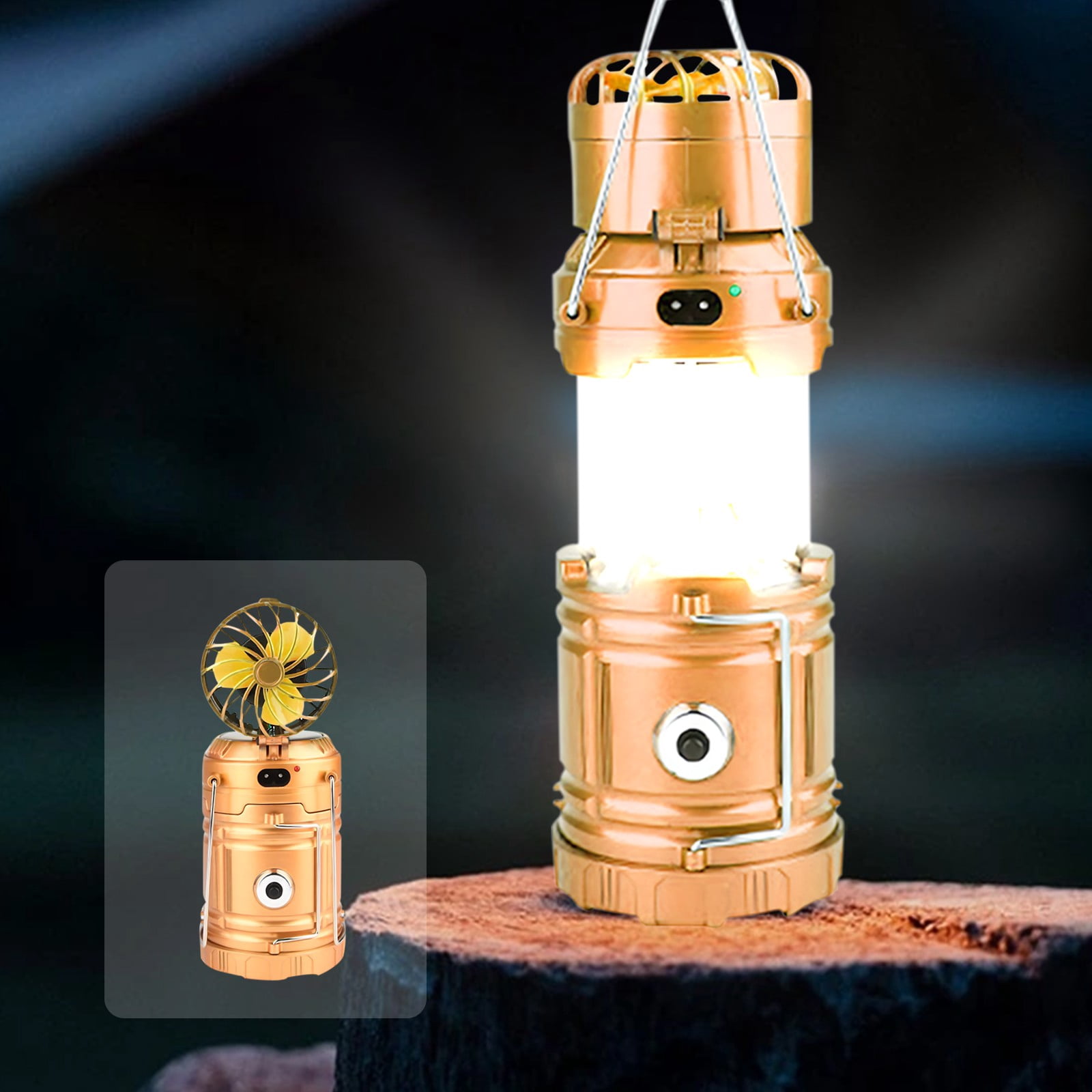SLMOTUAE Fan Fans For Home Outdoor Multi-function Solar Rechargeable Fan LED Camping Light Flashlight