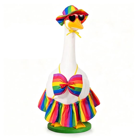 Goose Outfits, 23-Inch Bikini Costume for Garden Goose Statue, Funny Summer Clothing for Outdoor Porch Decoration, Soft Cloth Fabric, Unique Seasonal Dressing for Patio Figurine
