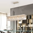 thumbnail image 3 of Modern Crystal Chandelier for Dining Room 8-Light Gold Rectangle Raindrop Chandelier Contemporary Rectangular Pendant Light Fixture for Kitchen Island Bar L39.4'' x W9.8'' x H8.7'(Bulb Not Included), 3 of 10