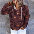 thumbnail image 2 of Sudadera de manga larga con estampado de capucha para mujer Blusa informal Tops Pompotops FGAJ16938, 2 of 7