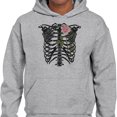 thumbnail image 2 of Skeleton Rib Cage Hoodie Sweatshirt Unisex 5X-Large Grey, 2 of 5
