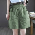thumbnail image 5 of FRSASU Women's Bermuda Shorts Casual Wide Leg Knee Length Elastic Waist Summer Beach Short with Pokcets Green, 5 of 6