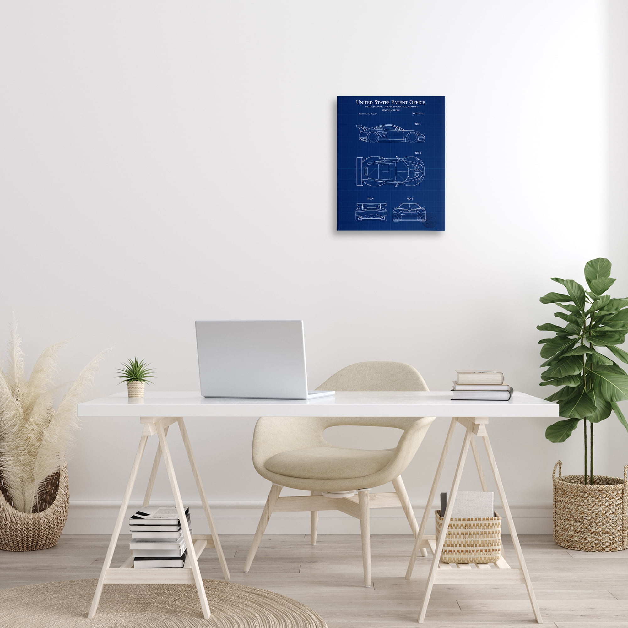 Stupell Industries Motor Vehicle Blueprint Transportation Painting Gallery Wrapped Canvas Art Print Wall Art, 16 x 20