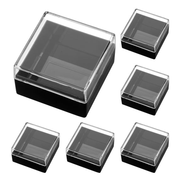 BESTYASH 6-Piece Black Acrylic Display Box Set for Small Items, Desktop Organization and Rock Collection Storage