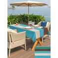 thumbnail image 5 of Outdoor Tablecloth with Umbrella Hole for Patio/Picnic/Party/Camping, Teal Blue Brown Waterproof Table Cloth Rectangle Table Cover Washable, Retro Farmhouse Gradient Wood (52"x 70"), 5 of 8