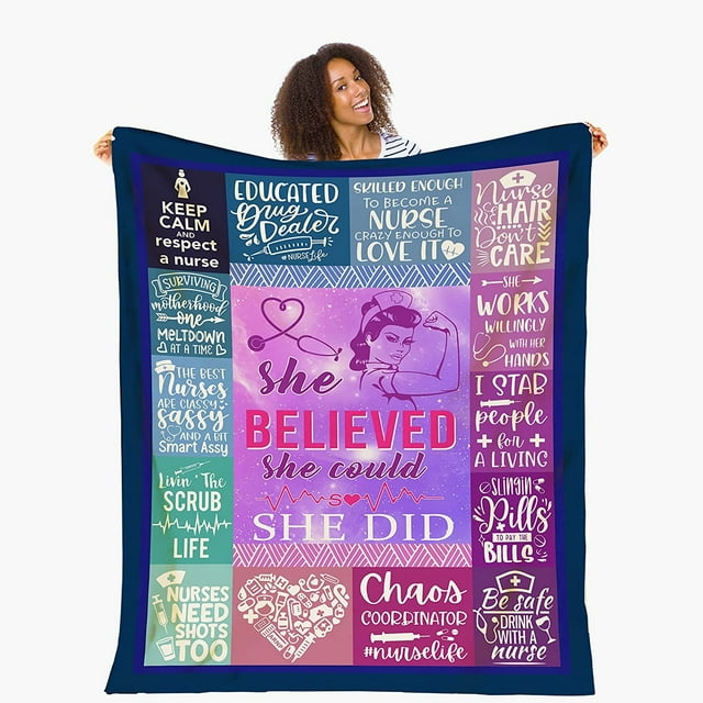 LHSHID Gifts for Nurse Graduation Appreciation Blanket Flannel Soft and Comfortable Anti static Bed Sofa Blanket 60x80in