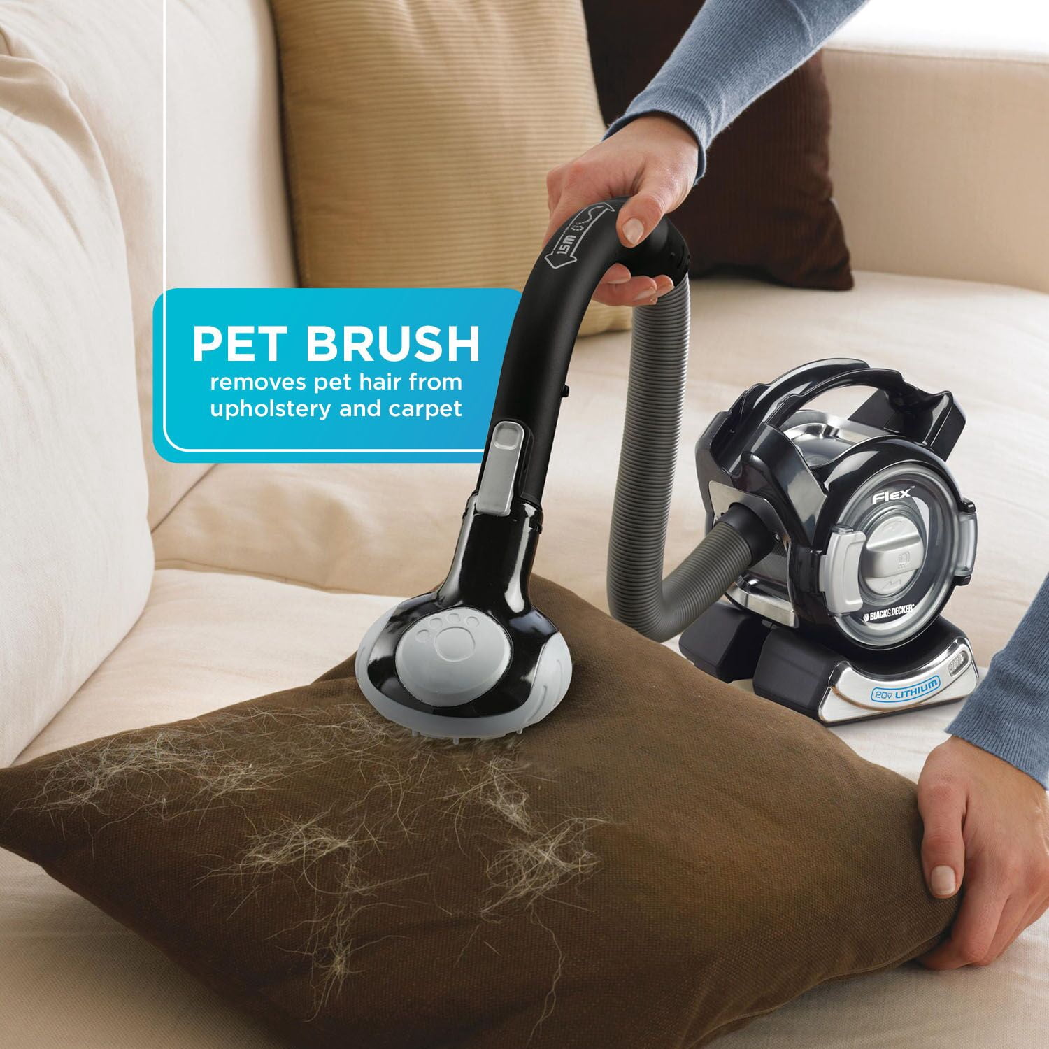 BLACK+DECKER DUSTBUSTER 20V MAX* Flex Cordless Stick Vacuum with Floor Head and Pet Hair Brush, (BDH2020FLFH)