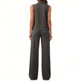 thumbnail image 4 of Women's Summer Matching Lounge Set Sleeveless High Neck Tank Top Flowy Wide Leg Pants for Daily Vacation Dark Gray 2XL, 4 of 4
