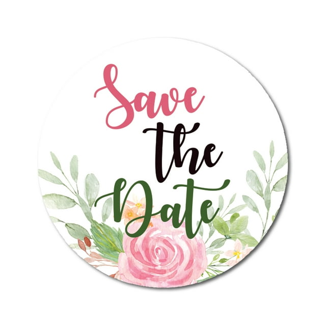 Darling Souvenir 1.6 Inches Round Wedding Envelope Seals Rose Floral Save The Date Stickers-45 Pcs