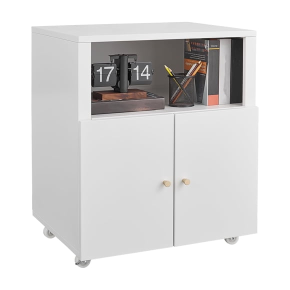 QinaQin Mueble metálico para impresora y archivo, gabinete con repisa ajustable y ruedas, ideal para home office, garaje o espacios pequeños