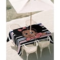 thumbnail image 3 of 54x80 Inch Outdoor Tablecloth with Umbrella Hole Zipper Rectangle Black Stripes Rectangular Tablecloths Outside Waterproof Cartoon Funny Pink Cute Bow Girl Striped Patio Table Cover for Picnic Party, 3 of 8