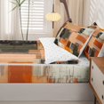 thumbnail image 5 of Homewish Vintage Oil Painting Zipper Twin Comforter Sets with Fitted Sheet and 2 Pillowcases,Retro Geometric Art Zipper Bedding Set,Orange,Reversible,4pcs, 5 of 8
