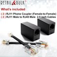 TRAHOO(2 Pack) Phone Line to Adapter RJ11 Female to RJ45 Male