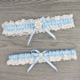 thumbnail image 2 of Juego de 2 cinturones con corona floral de encaje azul, regalo de corona floral de boda para novia - liguero de decoración de piernas azul, 2 of 5