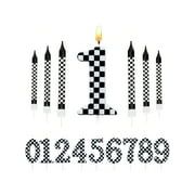 wuyuhangppo 7Pcs Birthday Candles Set,Cake Numeral Candles,Racing Cars Themed Birthday Candles for Cake Candle Checkered Decoration