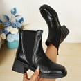 thumbnail image 4 of Wensltd Women Square Toe Ankle Boots Low Heel Solid Color Fashion Wide With Black Wedge Booties, 4 of 7