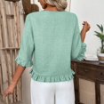 thumbnail image 4 of Womens Ruffle Flowy Crew Neck Dressy Casual Blouses 3/4 Sleeve Tops Summer T shirts 2026 Trendy Cute Work Clothes S, 4 of 4