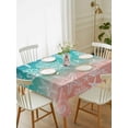 thumbnail image 2 of Blue Teal Pink Ombre Coastal Rectangle Tablecloth, Nautical Beach Starfish Coral Summer Waterproof & StainResistant Tablecloth, Washable Oil-proof Table Cover for Dining/Party/Wedding/Buffet 52x70 In, 2 of 9
