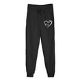 thumbnail image 5 of PXLKNZH Workout Pants Women Trendy Heart Print Cinch Bottom Casual Pants High Waist Drawstring Jogger Sweatpants with Pockets Black,L, 5 of 5
