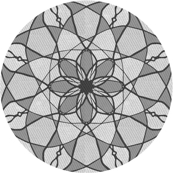 Ahgly Company Indoor Round Patterned Platinum Gray Area Rugs, 5' Round