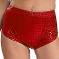 thumbnail image 3 of Haitryli Women's Shiny Square Sequin Shorts Sparkly Stretchy Night Out Party High Waisted Shorts Red 170, 3 of 7