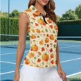 thumbnail image 3 of Yuyamidu Fall Pumpkin Sleeveless Golf Shirts for Women, Quarter Zip Breathable Quick-dry Fabric, Regular Fit For All Body Types, Suitable for Golf Tennis, For Thanksgiving Themed Sportswear, 3 of 8