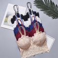 thumbnail image 4 of Spaghetti Straps Beauty Back Lady Bra Wire Free Flower Pattern Lace Push Up Stretchy Bra for Jogging Royal Blue L, 4 of 13