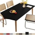 thumbnail image 1 of Leather Fitted Rectangular Tablecloth, Elastic Edge Tablecloth, Washable Tablecloth for Outdoor, Patio, Kitchen and Dining Room- Black||8FT 244x75CM, 1 of 5