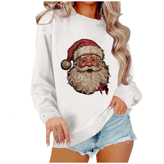 Chandails de Noël pour Femmes Mode de Noël pour Femmes T-Shirt à Manches Longues et Col Rond avec Coupe Ample et Design de Chandail Sans Capuche pour Femmes