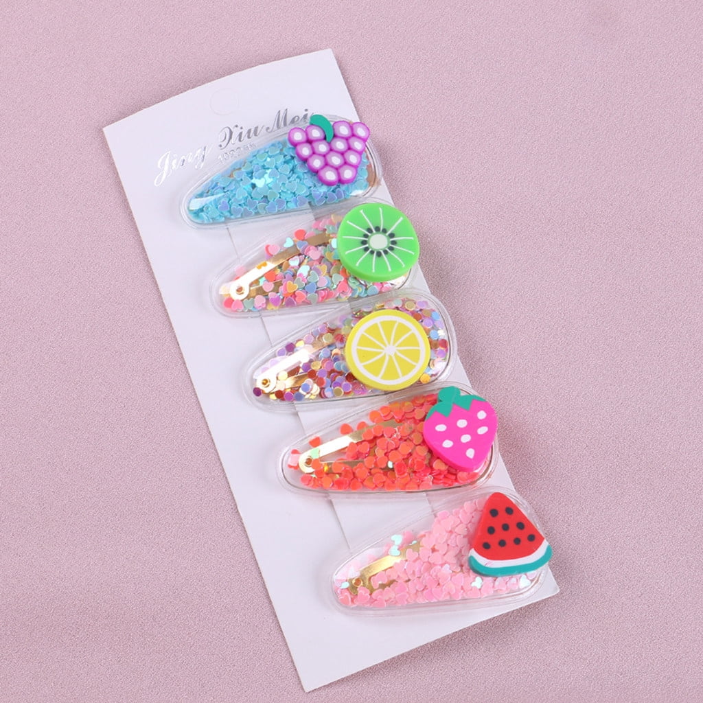 Odeerbi Toddler Hair Clips Girls Cute Hair Clips 5 PCS Fruit Hairclip Set Barrettes Hairpin Kids Infant Baby Headband Multicolor